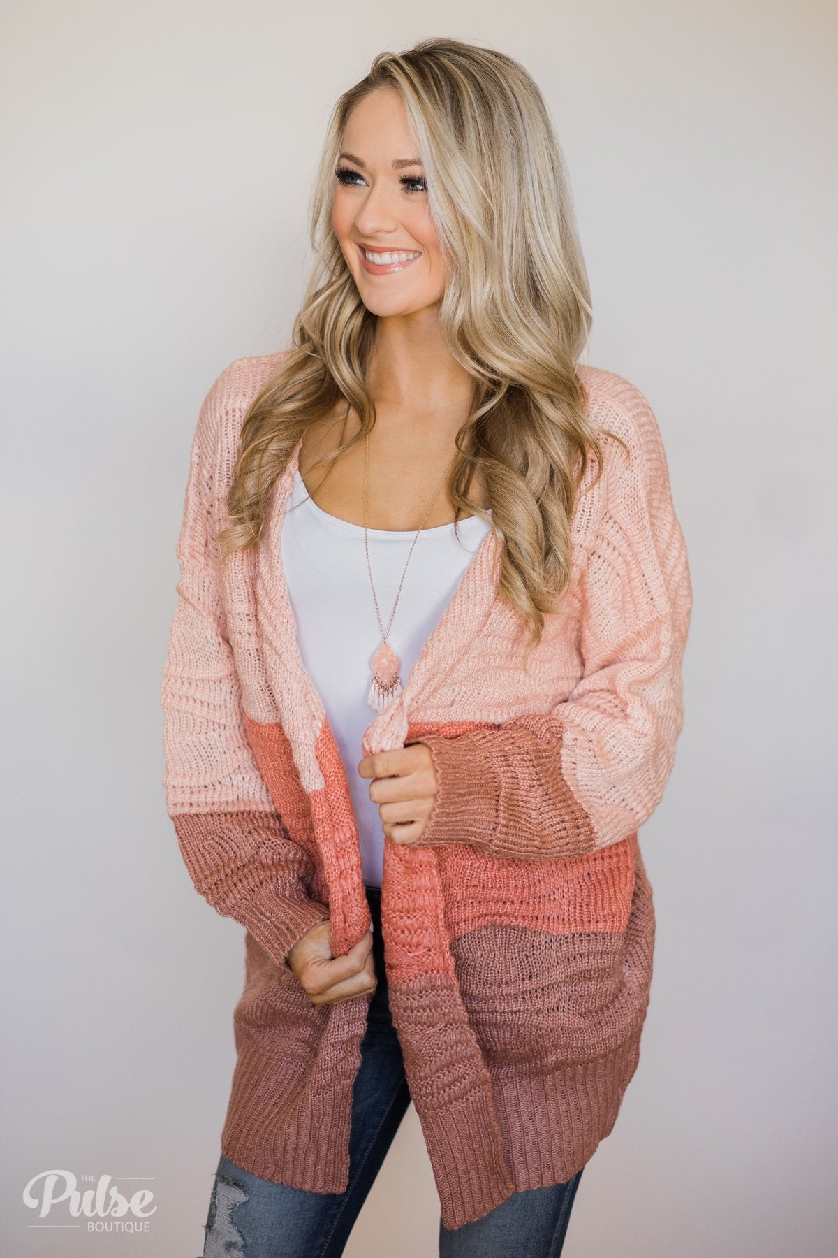 Chunky Knitted Cardigan- Shades of Pink