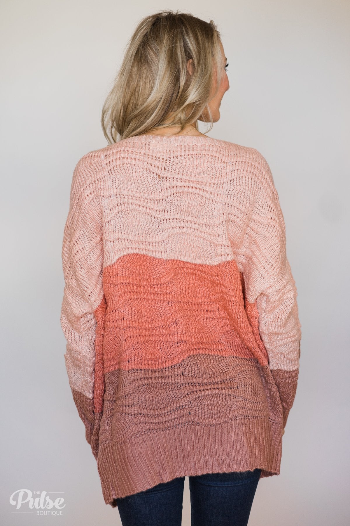 Chunky Knitted Cardigan- Shades of Pink