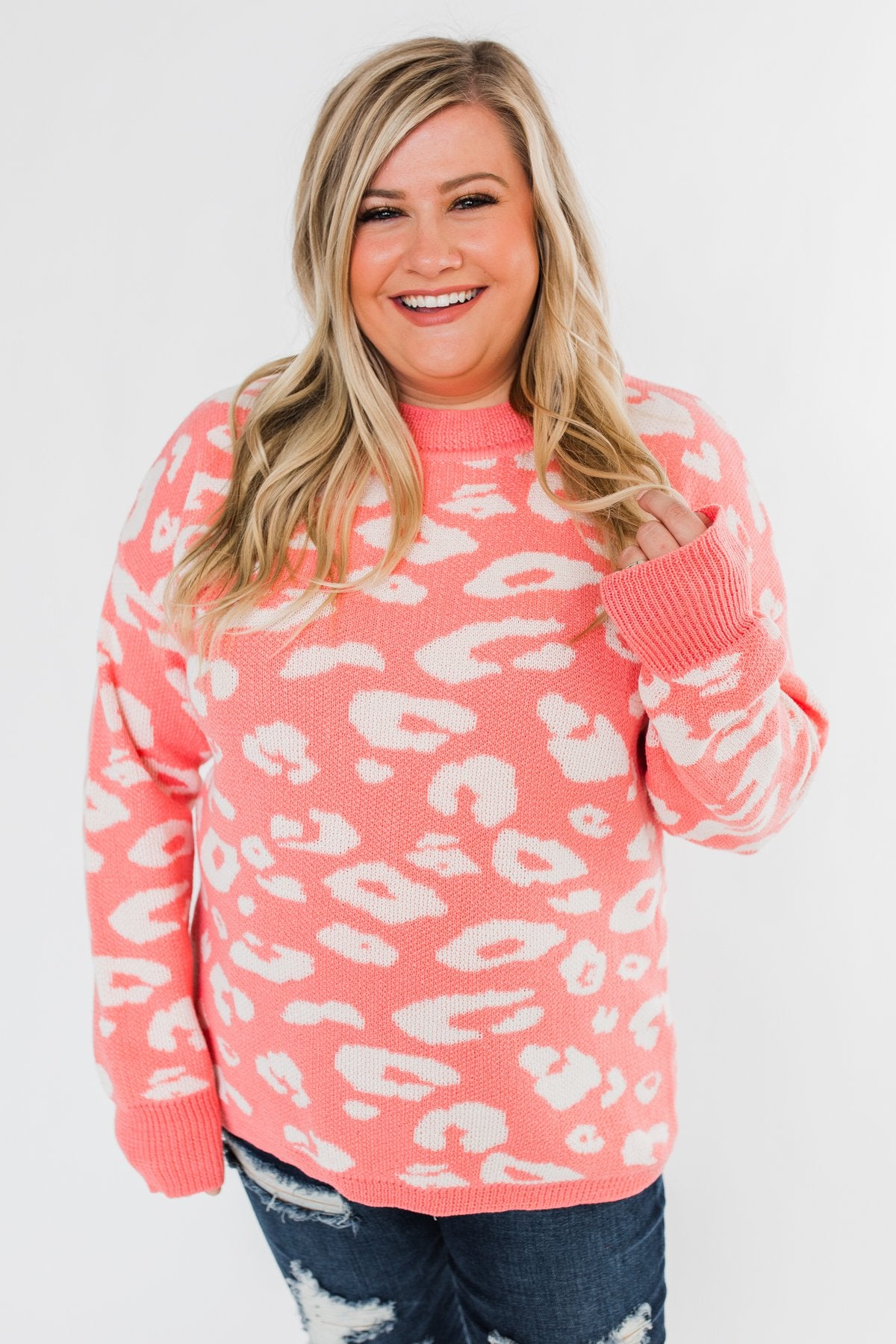 Journey Into The Jungle Leopard Sweater- Coral