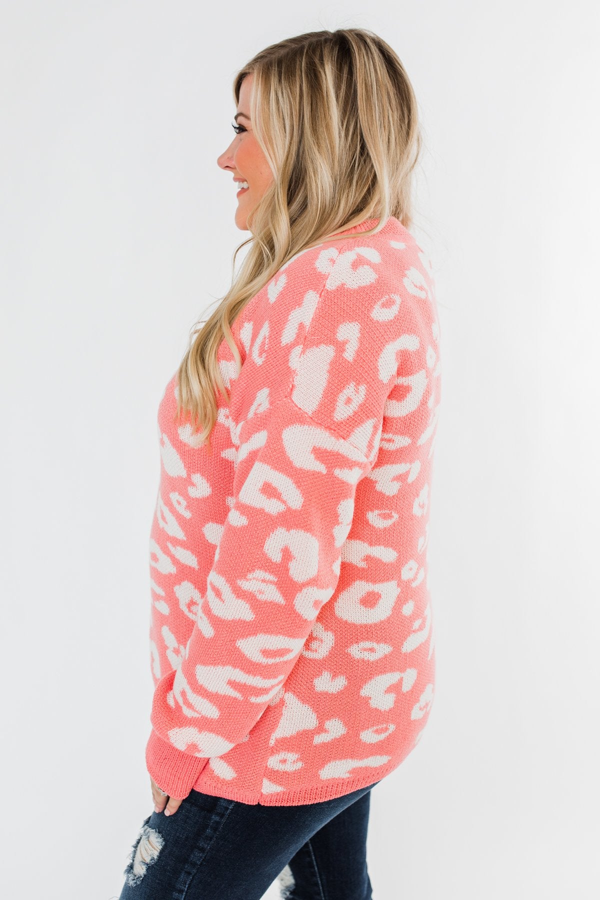 Journey Into The Jungle Leopard Sweater- Coral