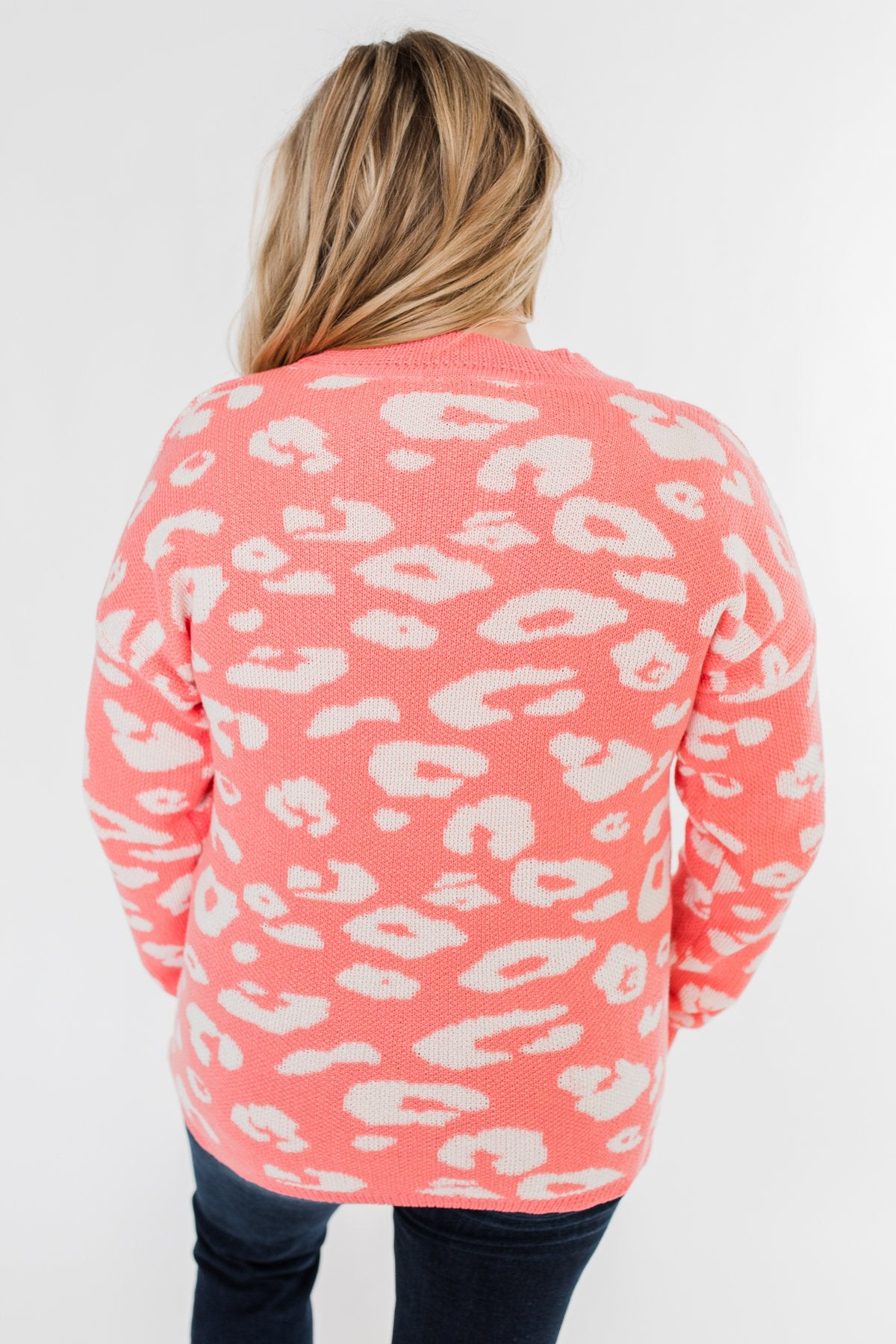 Journey Into The Jungle Leopard Sweater- Coral