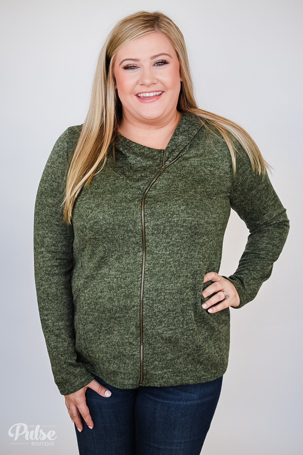 Stylish This Fall Zip Up Hoodie- Olive