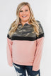 Our Little Secret Quarter Zip Pullover- Camo & Blush