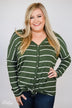 Caught Up to You Long Sleeve Striped Top- Green