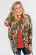 Making Promises Floral Cardigan- Olive