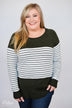 Have It Your Way Striped Sweater- Olive