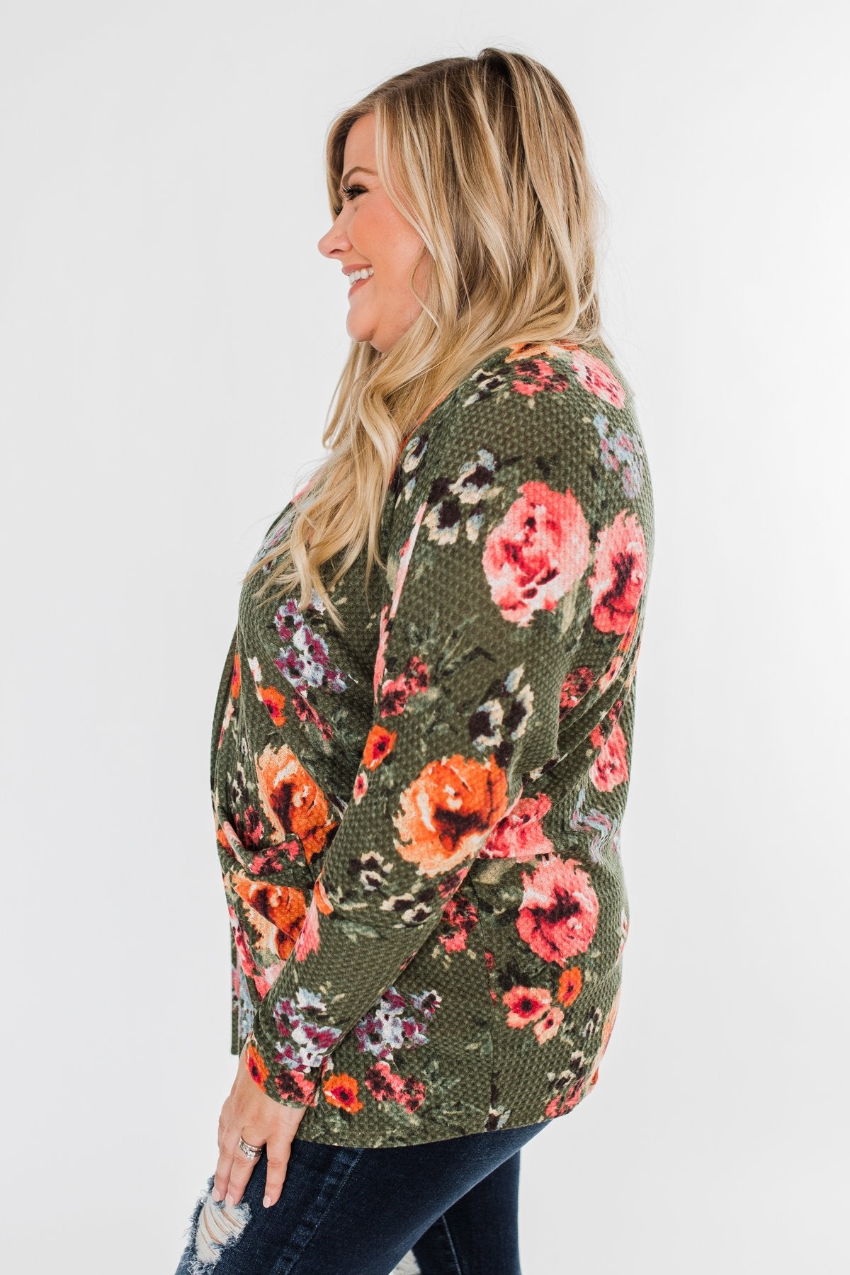 Making Promises Floral Cardigan- Olive