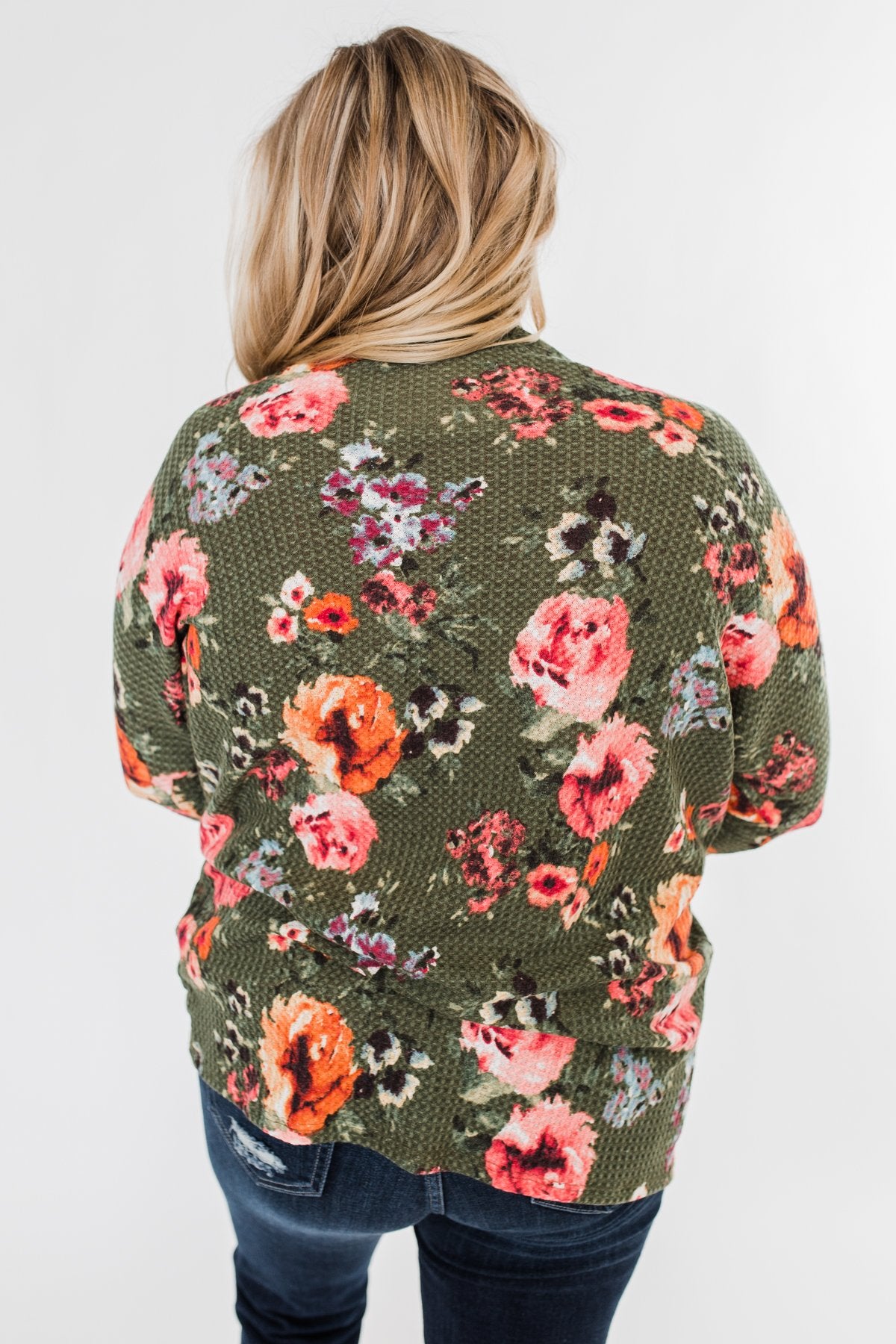 Making Promises Floral Cardigan- Olive