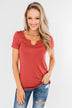 This is Me Notch Pocket Top- Brick Red