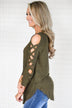 The One For Me Shoulder Detail Top - Olive