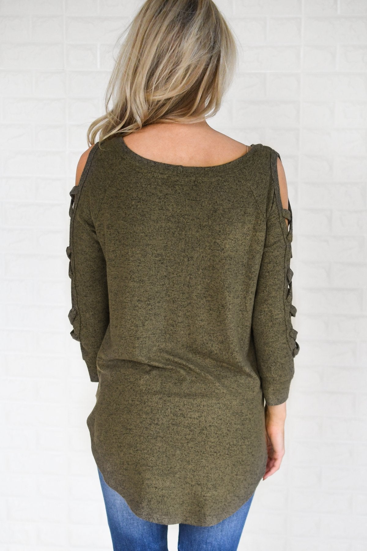 The One For Me Shoulder Detail Top - Olive