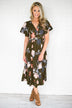 Flaunt it Babe Olive Floral Wrap Dress
