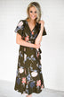 Flaunt it Babe Olive Floral Wrap Dress