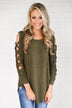 The One For Me Shoulder Detail Top - Olive