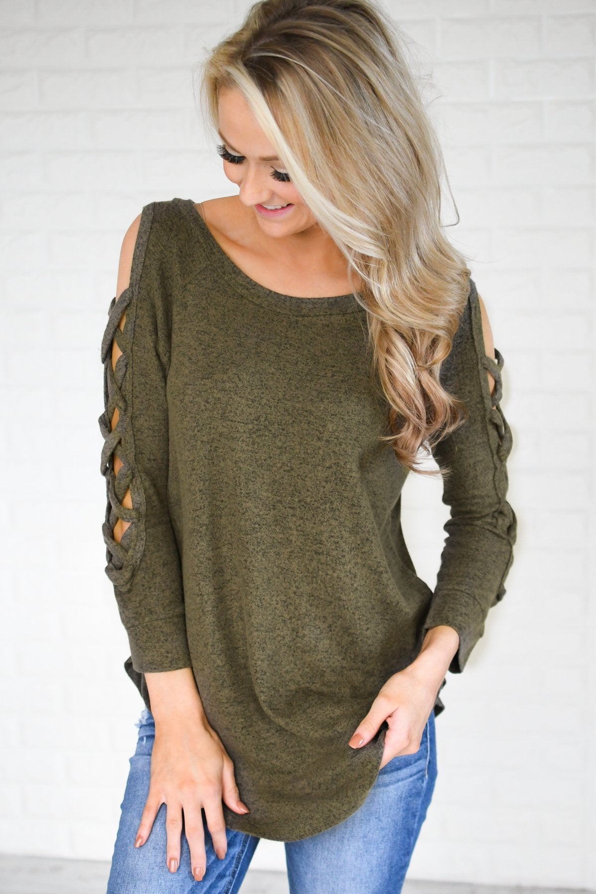 The One For Me Shoulder Detail Top - Olive