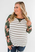 The Perfect Day Striped Floral Top- Olive & Ivory