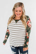 The Perfect Day Striped Floral Top- Olive & Ivory