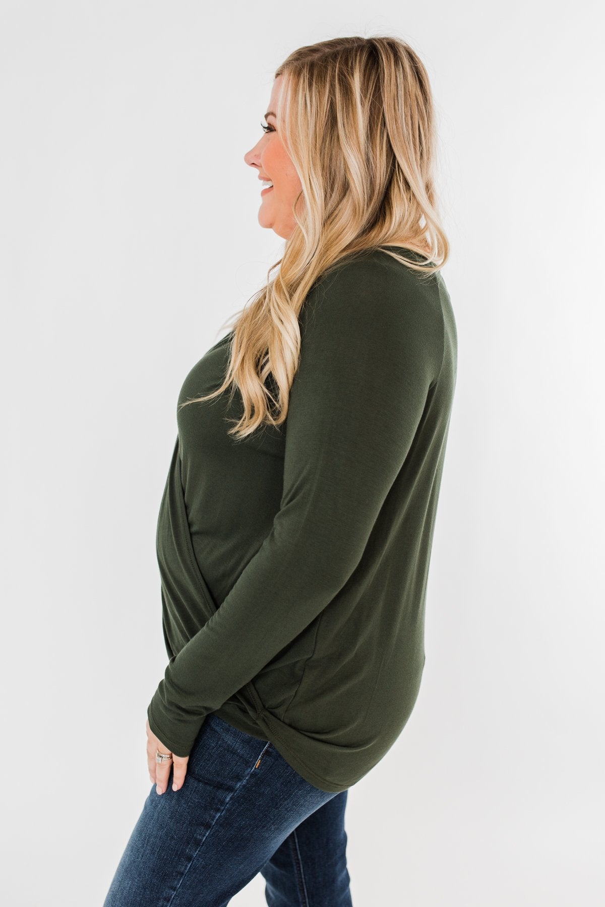 If You Say So V-Neck Wrap Top- Hunter Green