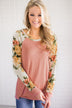 The One for Me Floral Sleeve Pink Top