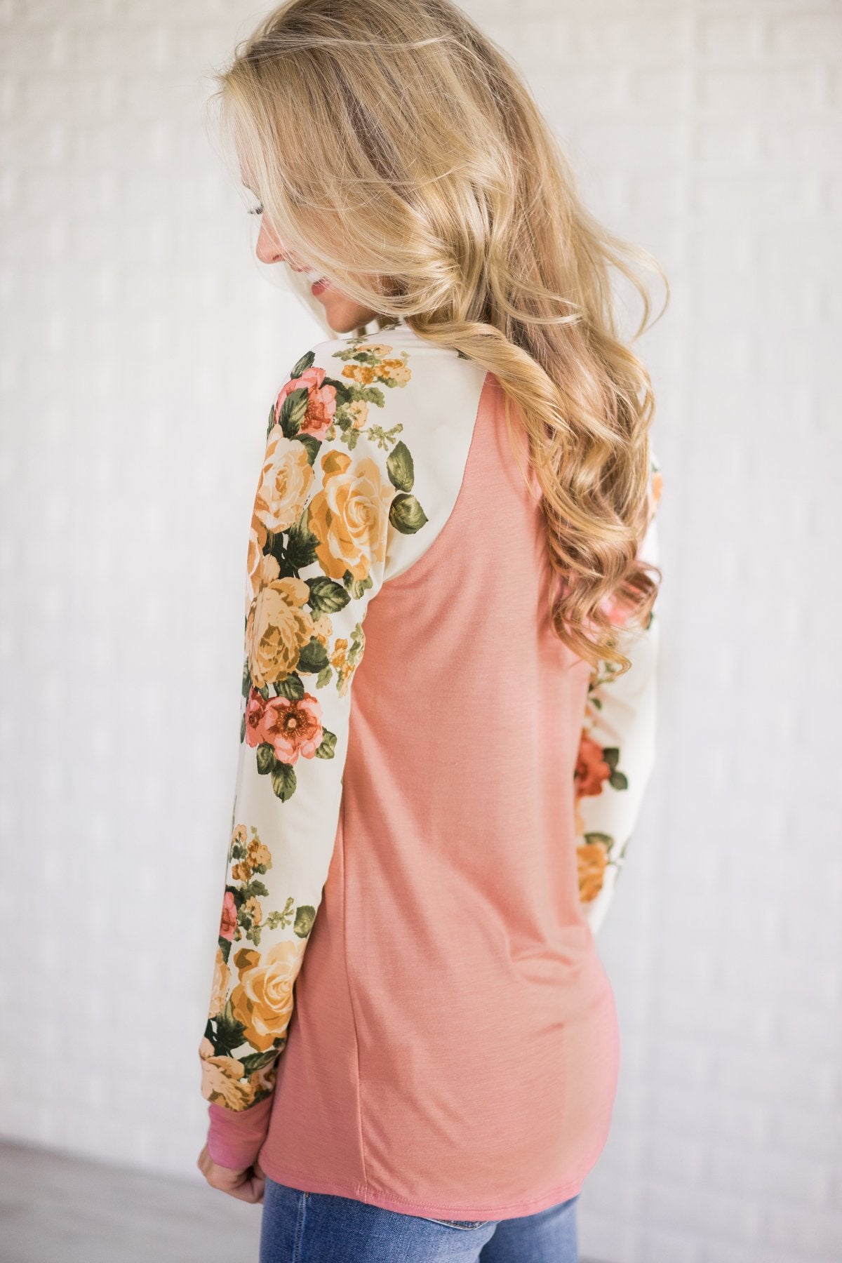 The One for Me Floral Sleeve Pink Top