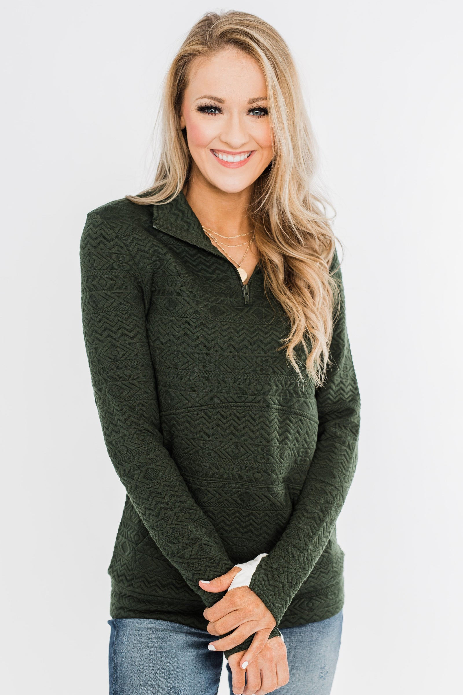 Pulse Exclusive Quarter Zip Pullover- Dark Olive