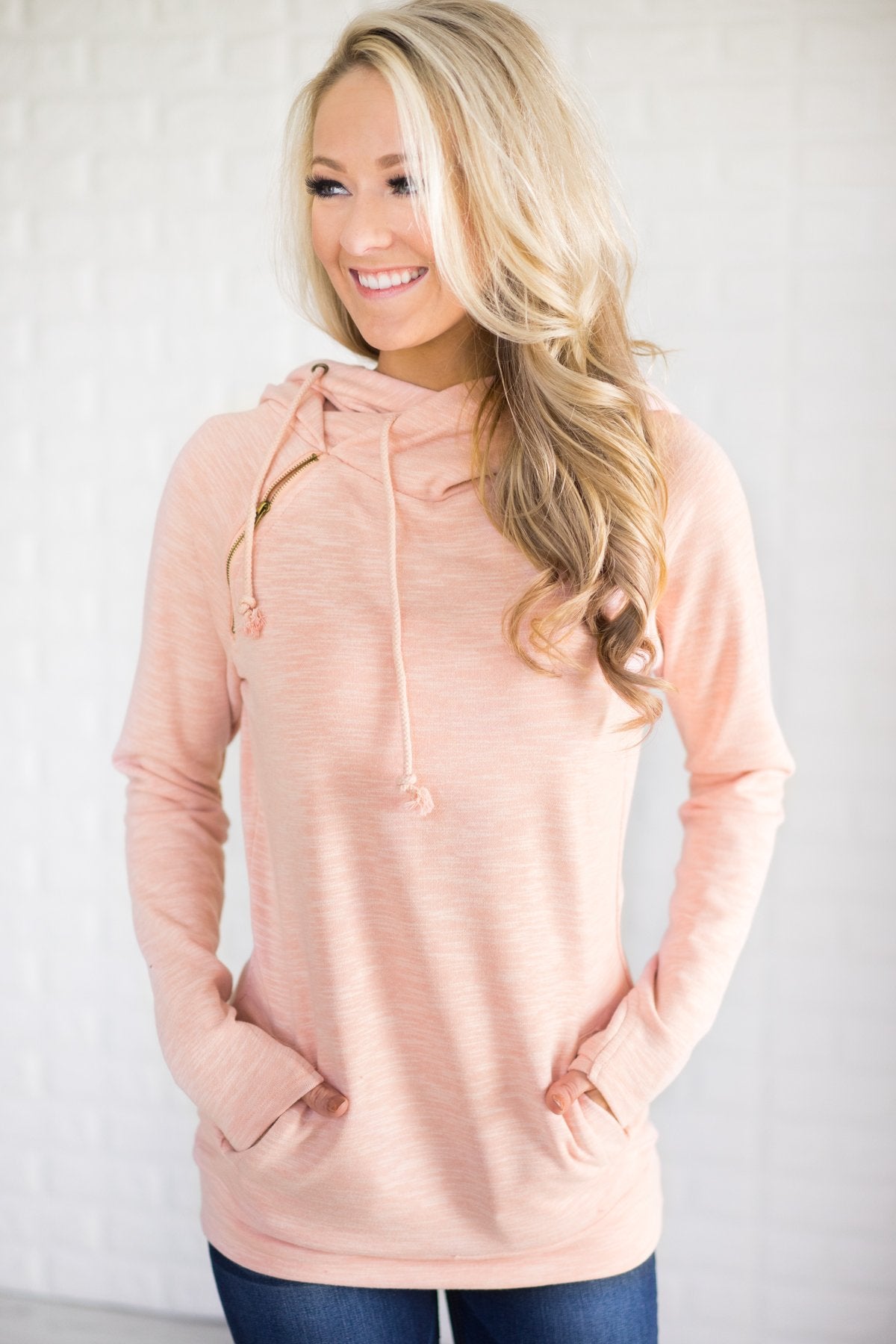 Solid Blush Ampersand Double Hooded Sweatshirt