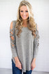 Only One For Me Shoulder Detail Top - Grey