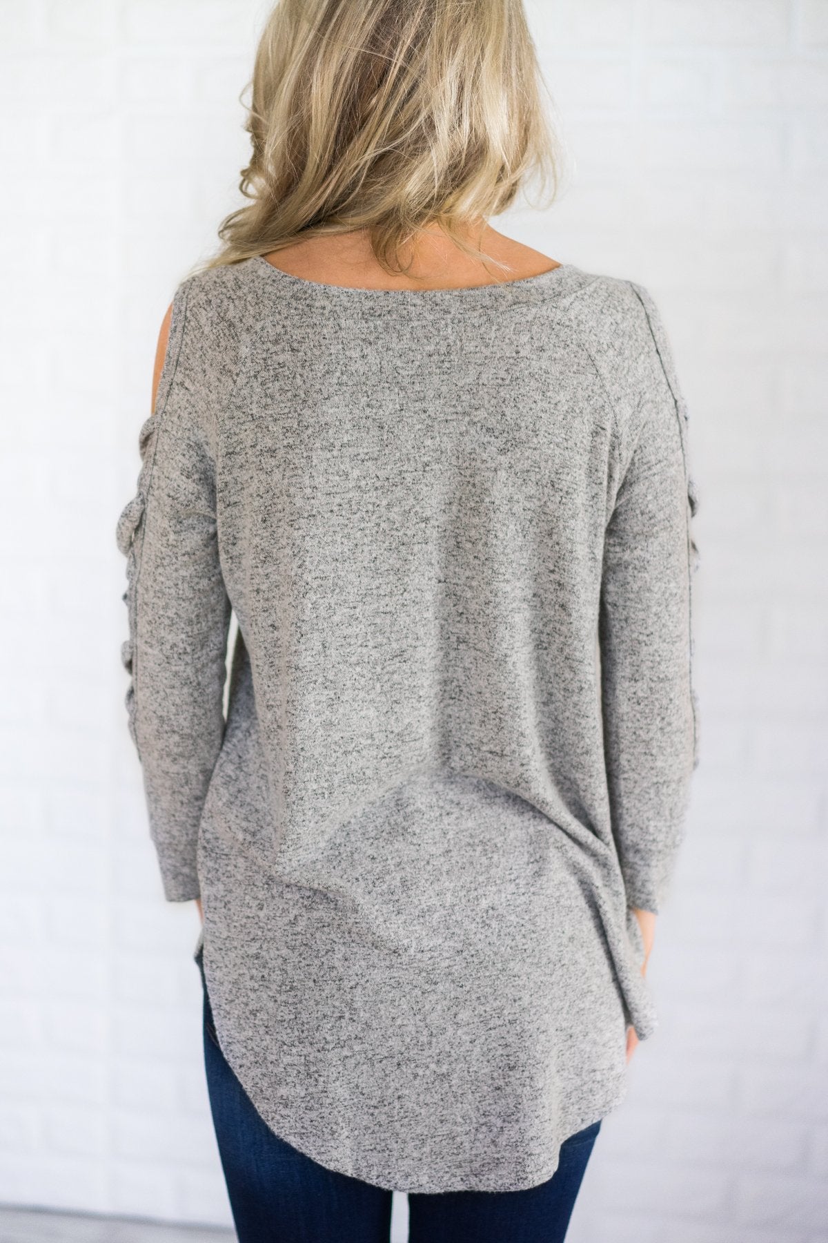 Only One For Me Shoulder Detail Top - Grey