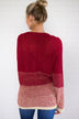 Ombre Lace Up Red Sweater