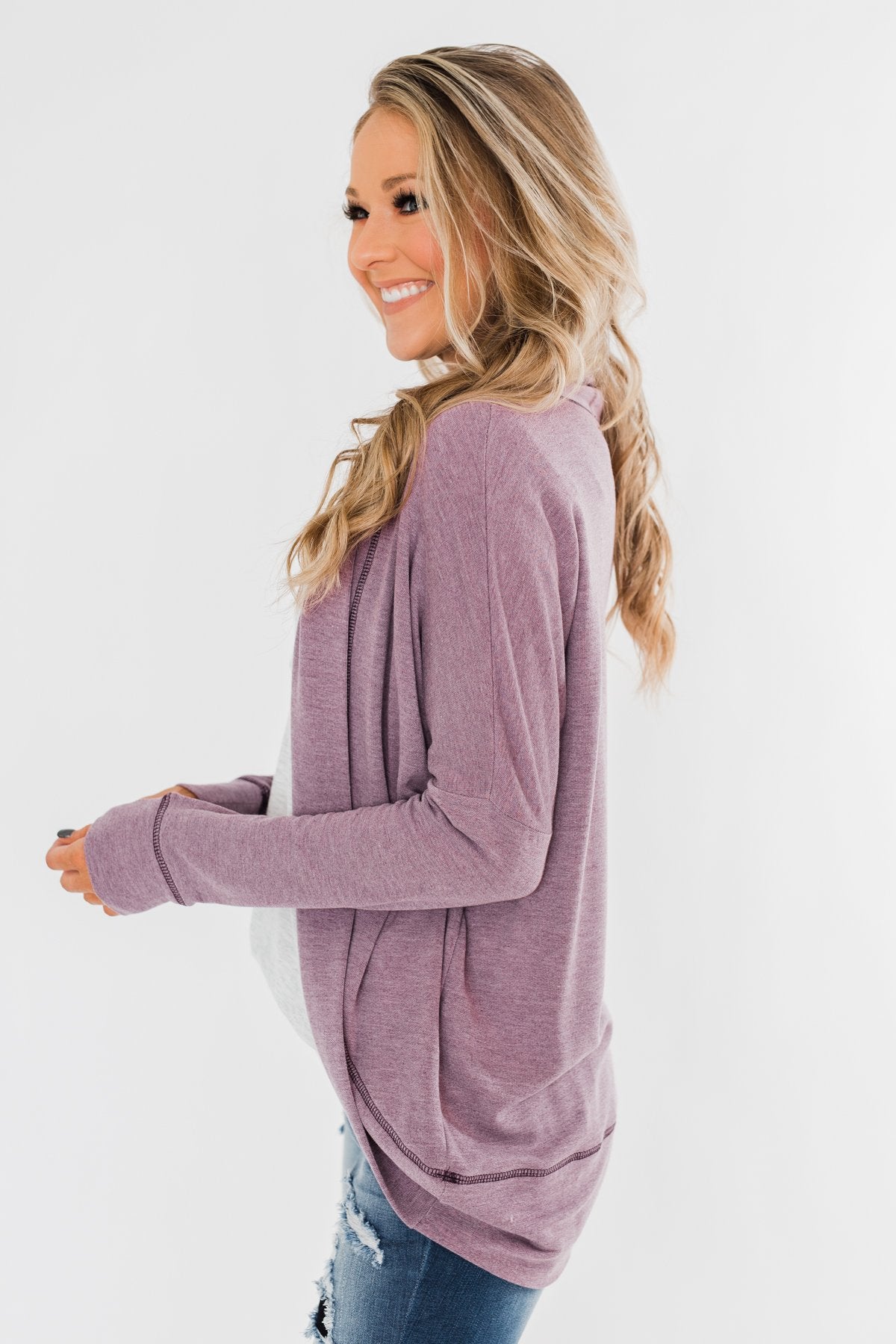 Magic Moments Drop Shoulder Cardigan- Dark Lavender