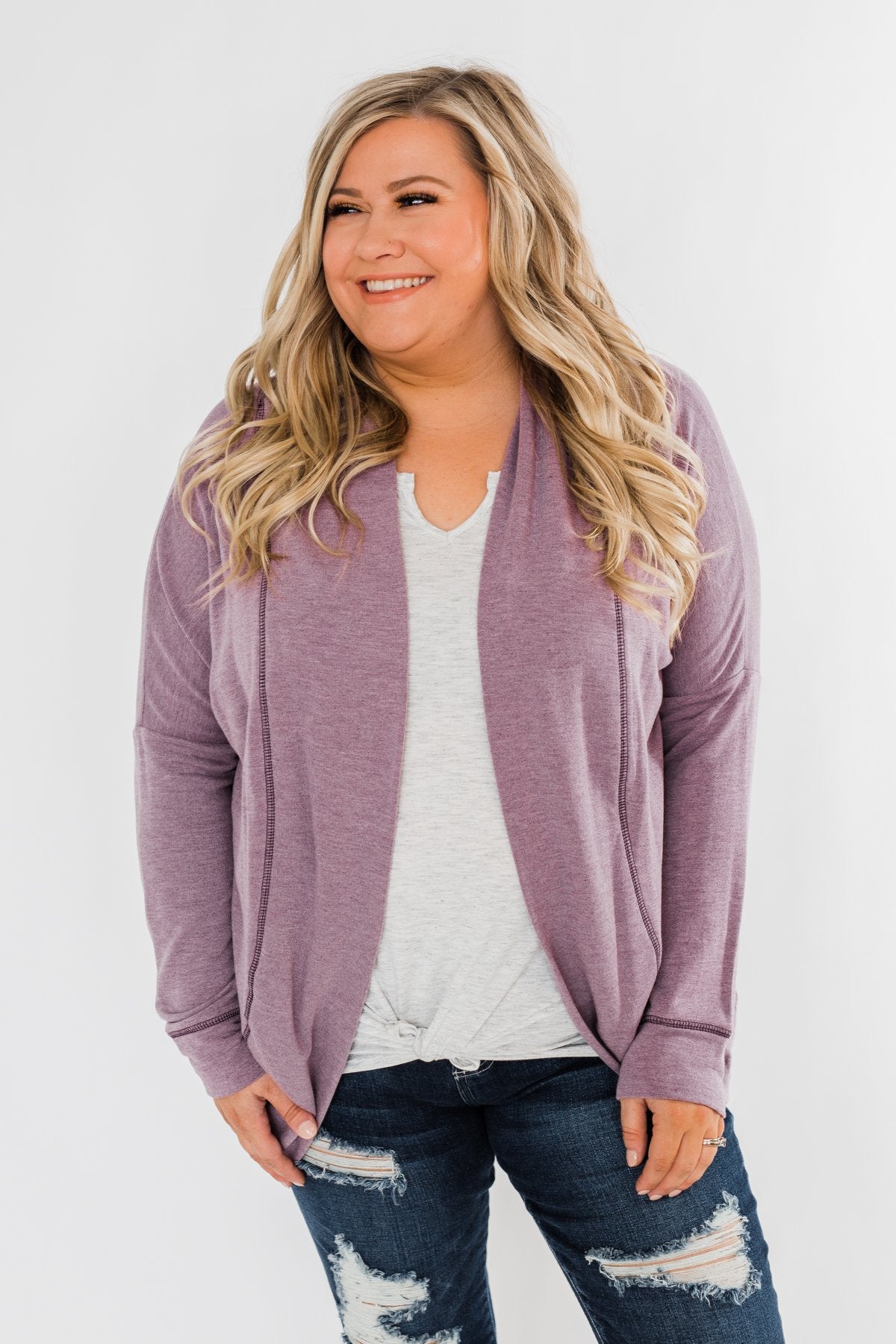 Magic Moments Drop Shoulder Cardigan- Dark Lavender