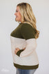 Easy Day Color Block Crewneck Sweater- Olive