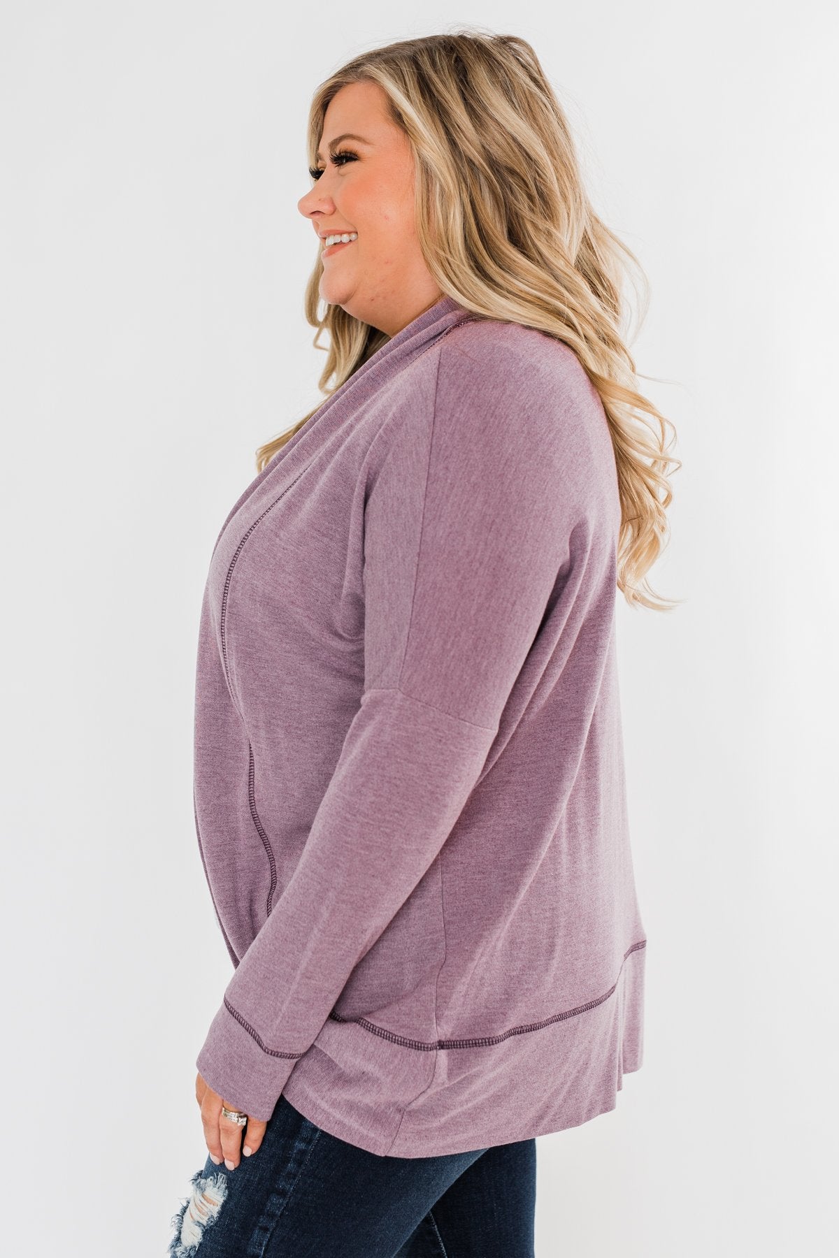 Magic Moments Drop Shoulder Cardigan- Dark Lavender