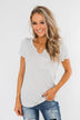 This is Me Notch Pocket Top- Light Heather Grey