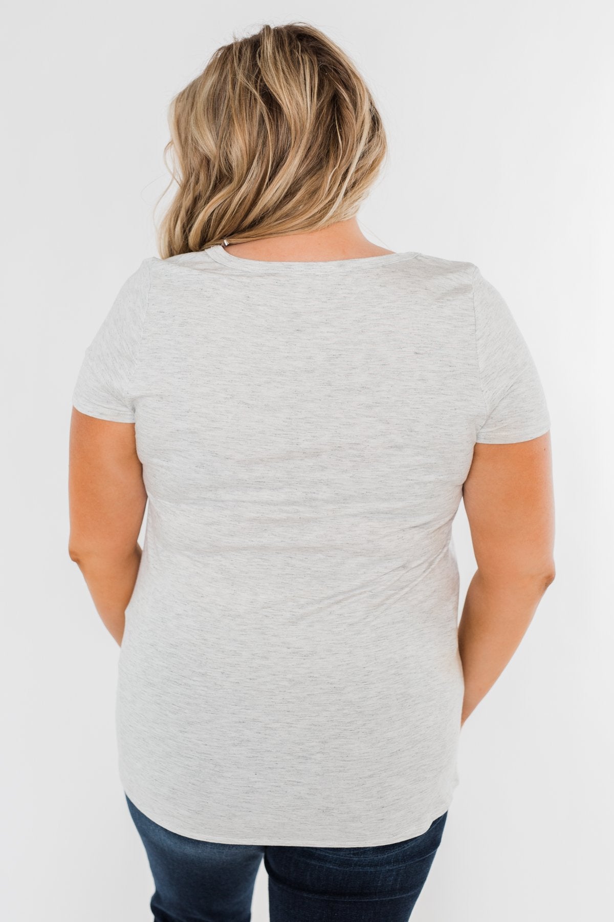 This is Me Notch Pocket Top- Light Heather Grey