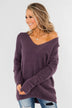 Feel The Magic Long Sleeve Sweater- Dark Purple