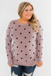 Together We Can Polka Dot Sweater- Dusty Purple