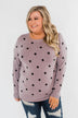 Together We Can Polka Dot Sweater- Dusty Purple