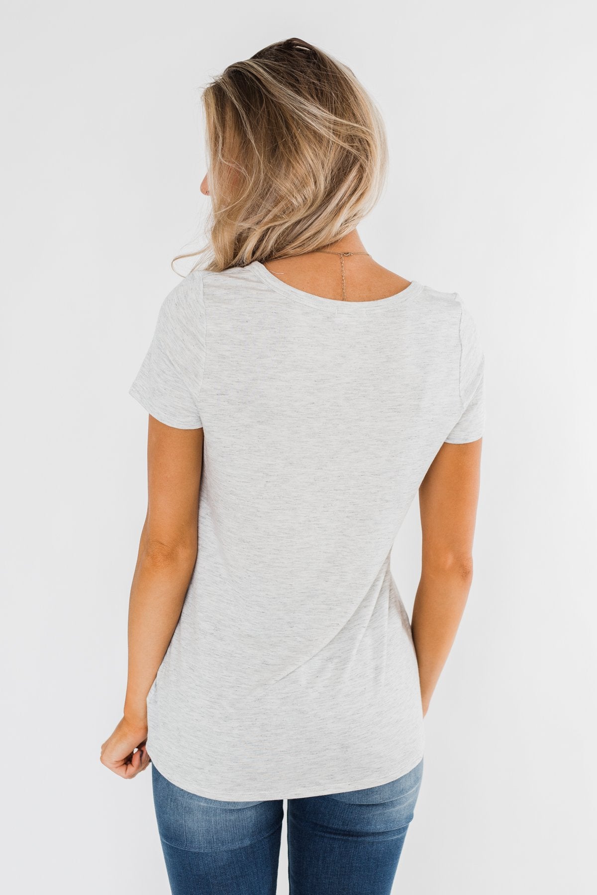 This is Me Notch Pocket Top- Light Heather Grey