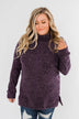 Thinking About You Cowl Neck Sweater- Eggplant