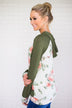 Floral Romance Hoodie ~ Olive