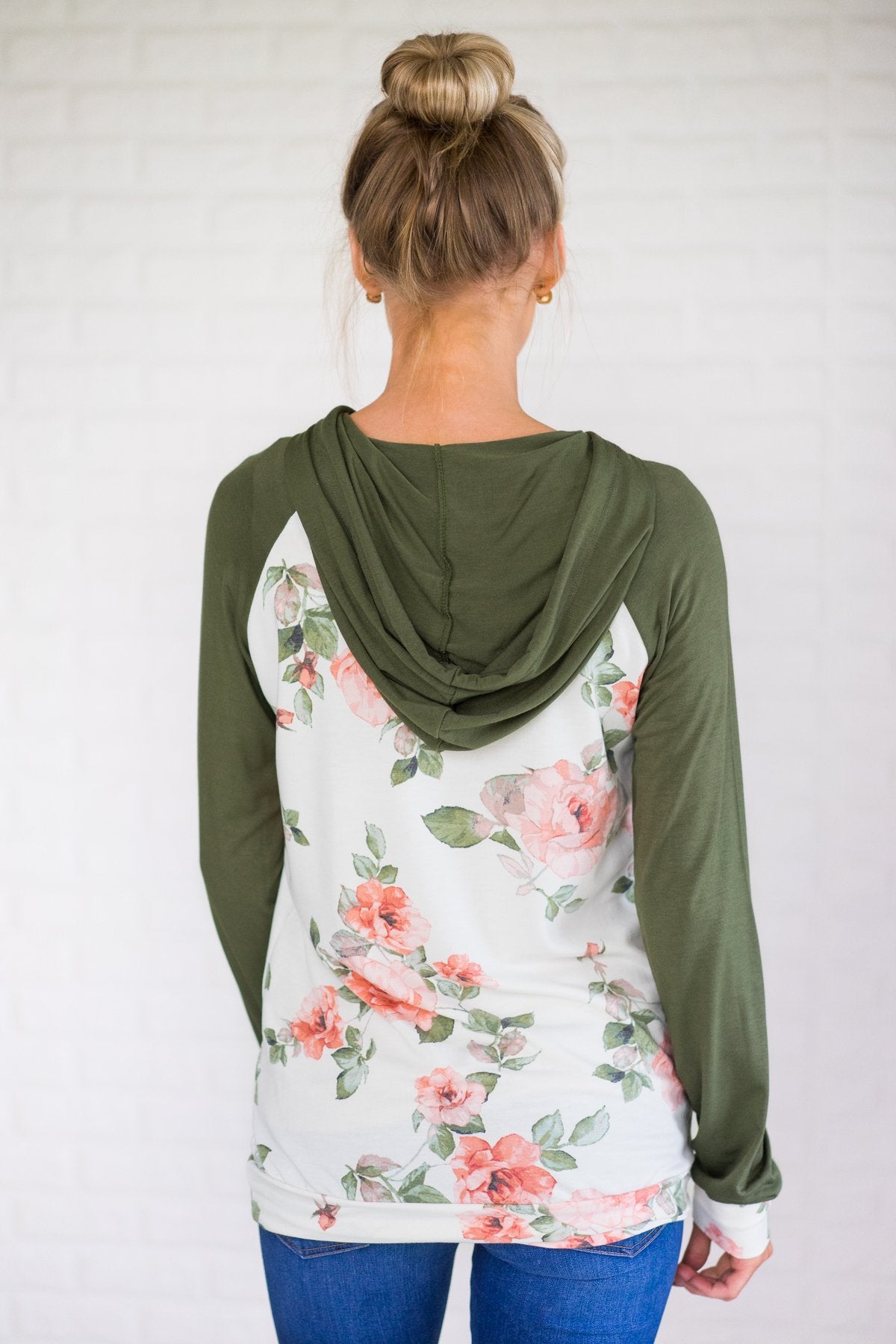 Floral Romance Hoodie ~ Olive