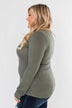 Snap Button Henley Top- Olive
