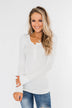 Snap Button Henley Top- Ivory