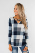 Dreaming About You Plaid Top- Navy & Ivory