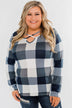 Dreaming About You Plaid Top- Navy & Ivory