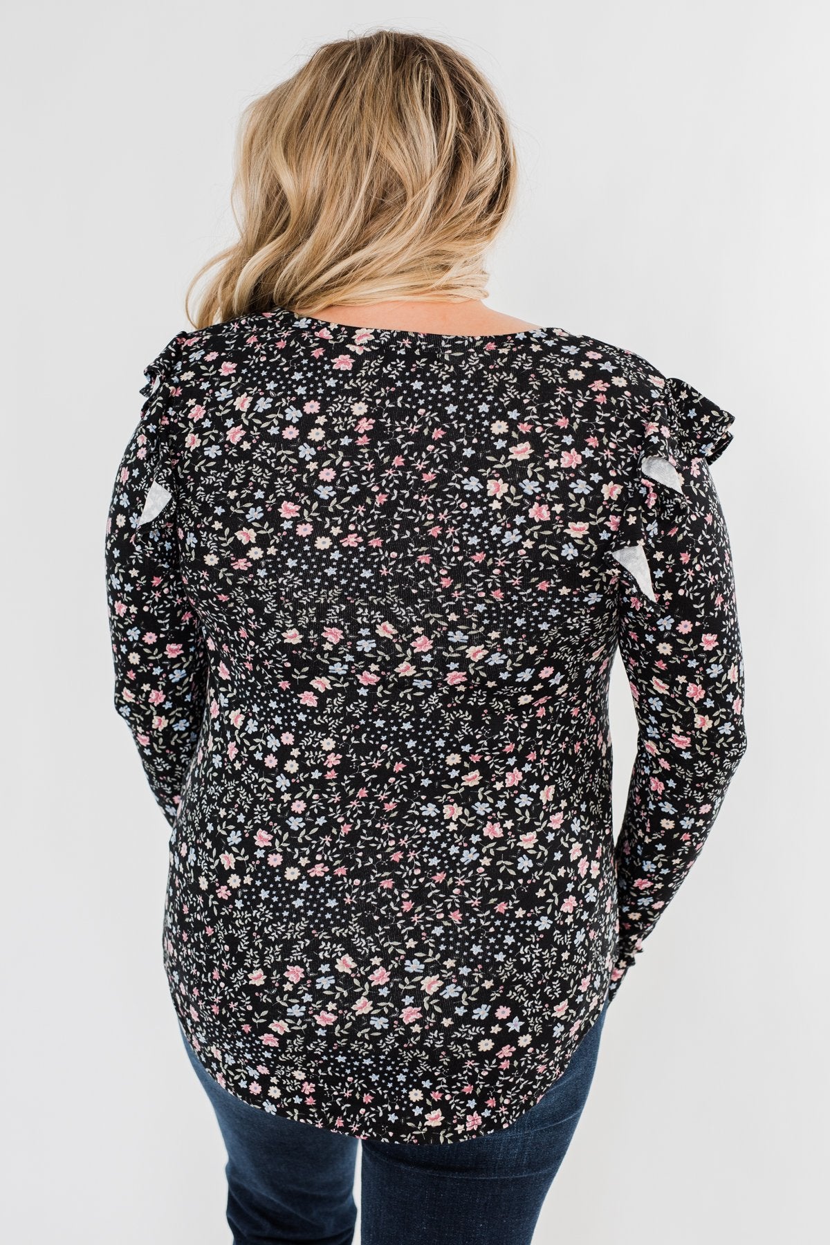 Forever And Ever Floral Top- Black