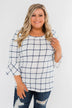 Everything I Need Plaid Top- Ivory & Blue