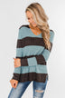 Striped Knit Sweater- Blue & Charcoal