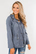 Walk With Me Cinch Jacket- Slate Blue